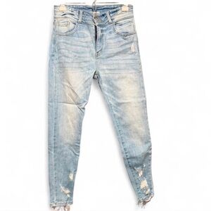 Light Blue Distressed Ankle Jeans